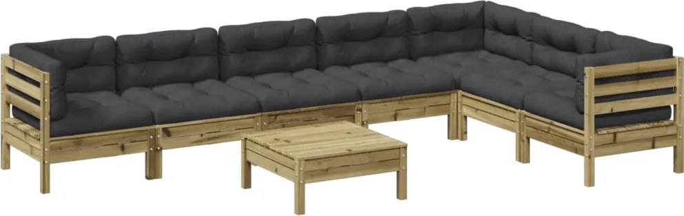 vidaXL Set canapea de grădină, 8 piese, lemn de pin tratat