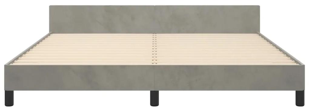 Cadru de pat cu tablie, gri deschis, 180x200 cm, catifea Gri deschis, 180 x 200 cm, Design simplu