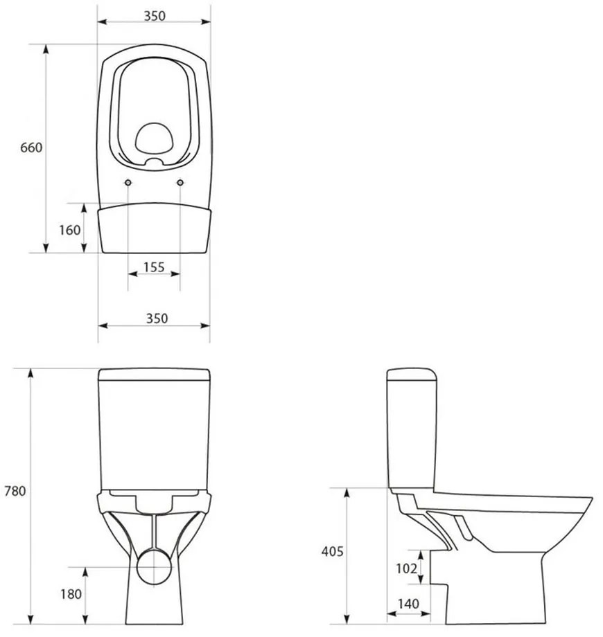 Vas wc rimless cu rezervor si capac Soft-Close si Easy Off inclus, Cersanit, Carina New