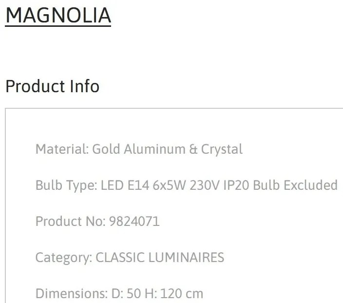 Lustra/Pendul design elegant MAGNOLIA auriu