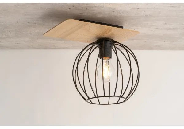 Lustră aplicată CYBER 1xE27/60W/230V lemn/neagră