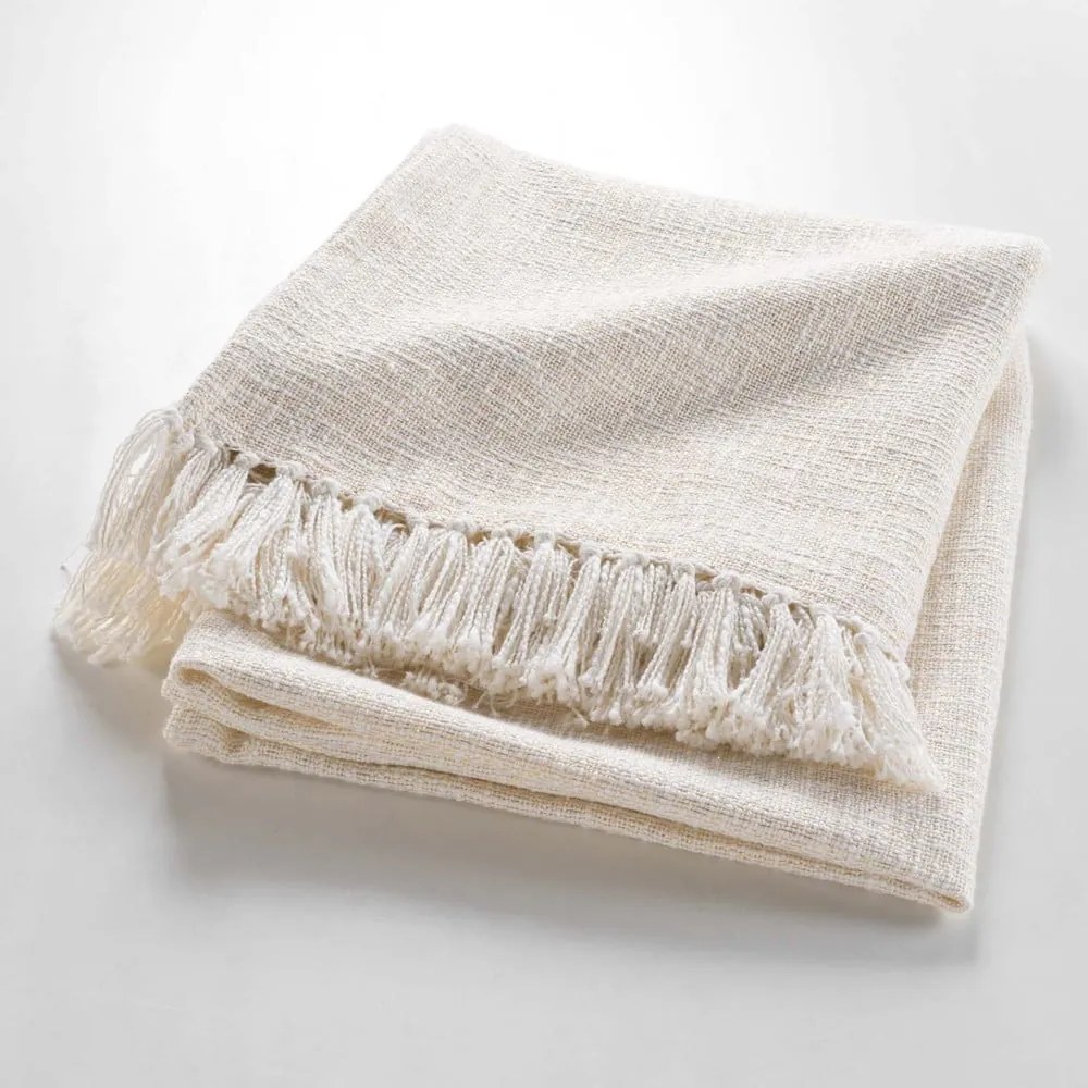 Pătură crem din amestec de bumbac 125x150 cm Ziggy – douceur d'intérieur