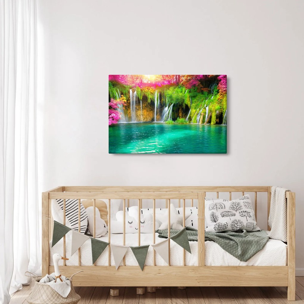 Tablou - Cascada, Lacurile Plitvice, Croația (90x60 cm)