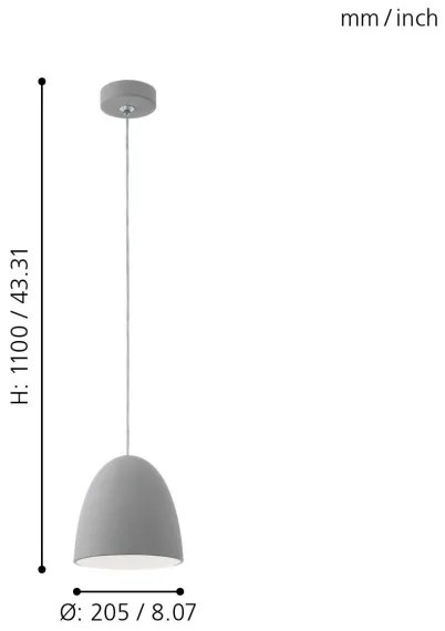 Eglo 92521 - Lampa suspendata PRATELLA E27/60W/230V