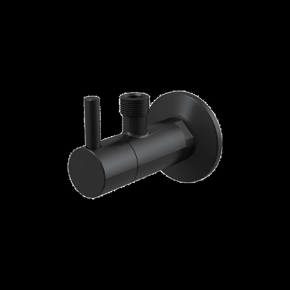 Robinet coltar rotund negru mat cu filtru 1 2   3 8   Alcadrain ARV001-BLACK Negru mat