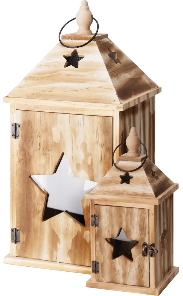 Set of wooden lanterns Star, 2 pcs