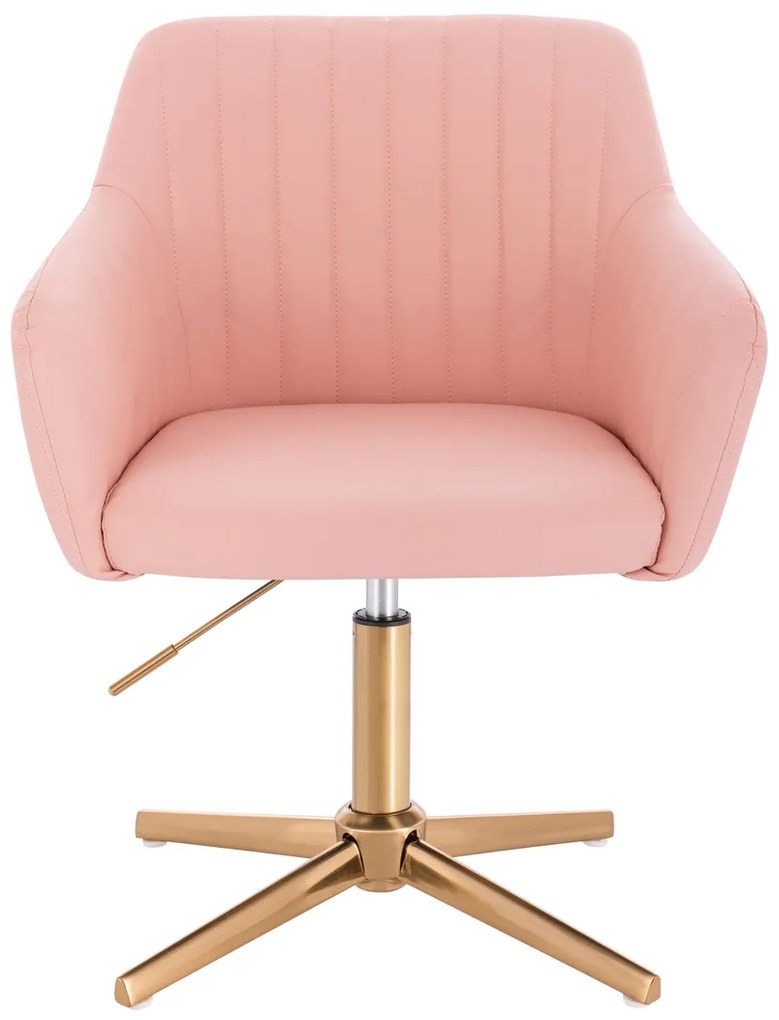 HC190CROSS Scaun Roz din Piele Ecologica cu Bază Aurie