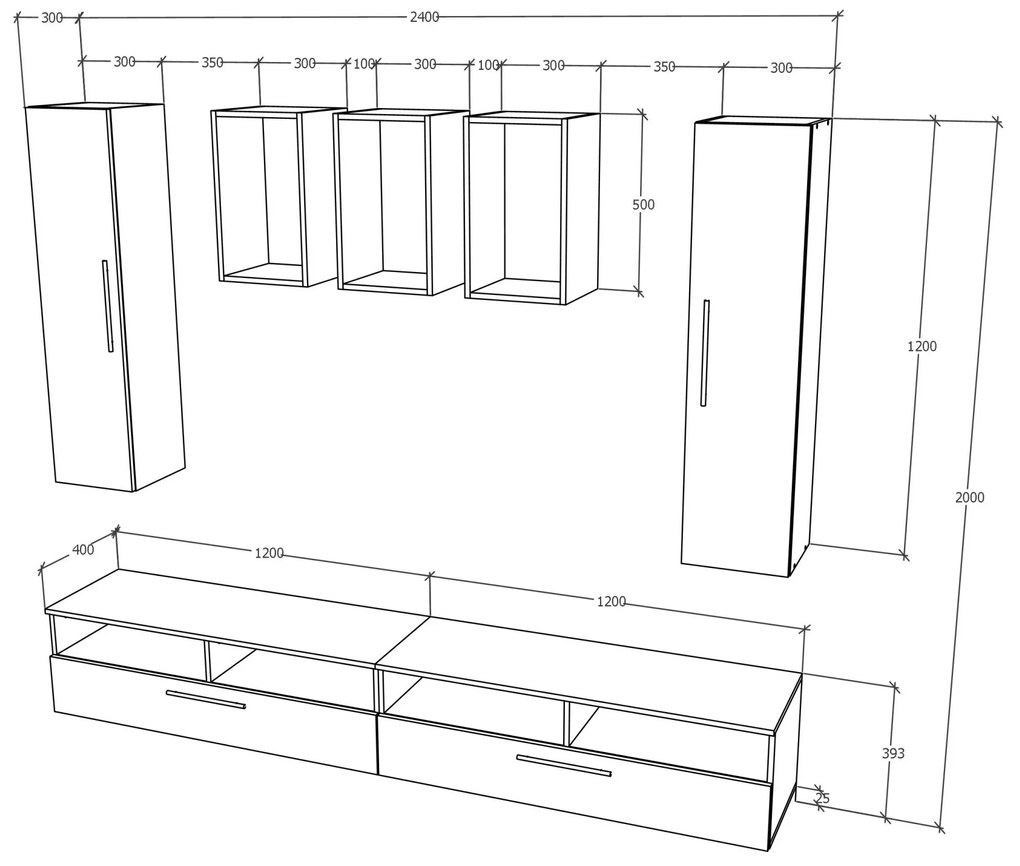 Living haaus Haga V9, Antracit/Stejar Wotan, L 240 cm