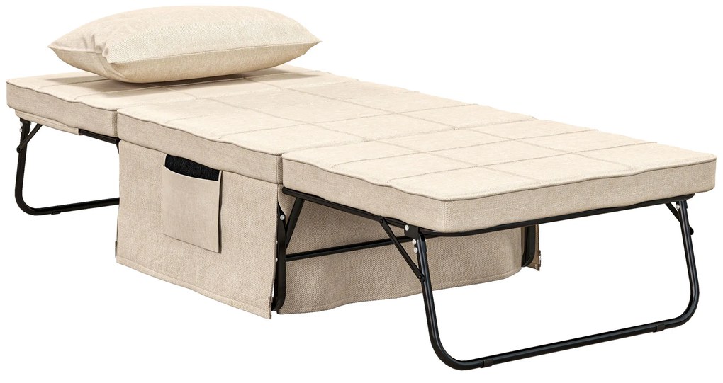 HOMCOM Fauteuil lit convertible chauffeuse chaise longue et pouf 4 în 1 cu dossier inclinable 5 positions cremă | Aosom Romania