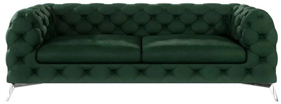 Canapea verde-închis cu tapițerie din catifea 225 cm Chelsea – Ropez