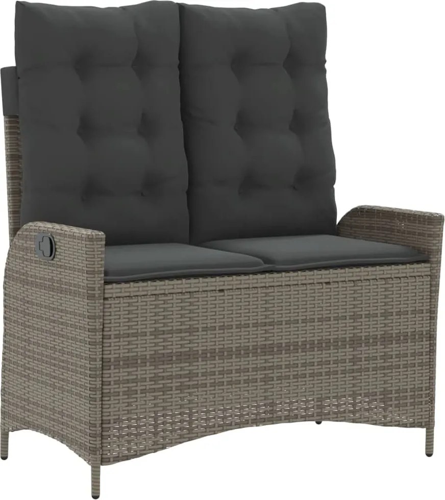 vidaXL Bancă de grădină rabatabilă cu perne, gri, poliratan