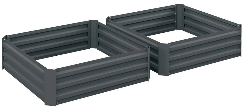 Outsunny Lot de 2 grădini pătrate de grădină dimensiune 100L x 100l x 30H cm oțel ondulat verde | Aosom Romania