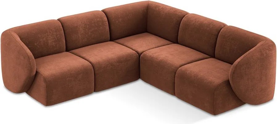 Colțar teracotă cu tapițerie din chenille Lani – Makamii