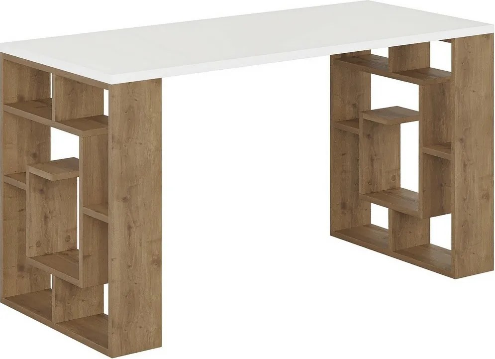 Birou Maze White and Dark Oak