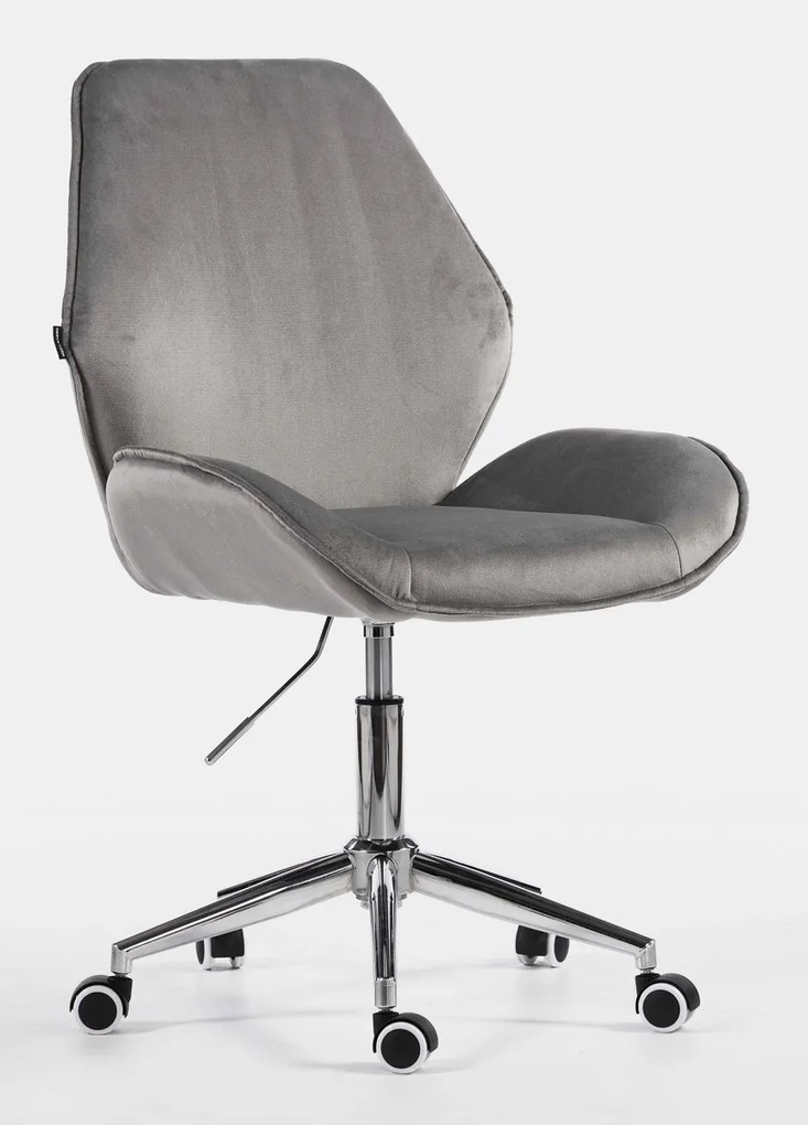 HR350K Scaun Gray din Catifea Bază Cromata