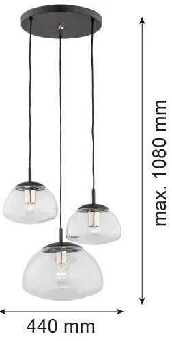 Lustră pe cablu Argon 1492 TRINI 3xE27/15W/230V neagră