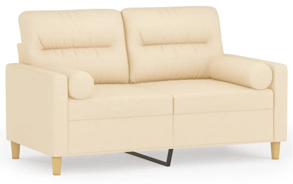 3152977 vidaXL Canapea cu 2 locuri cu perne&pernuțe crem 120 cm textil