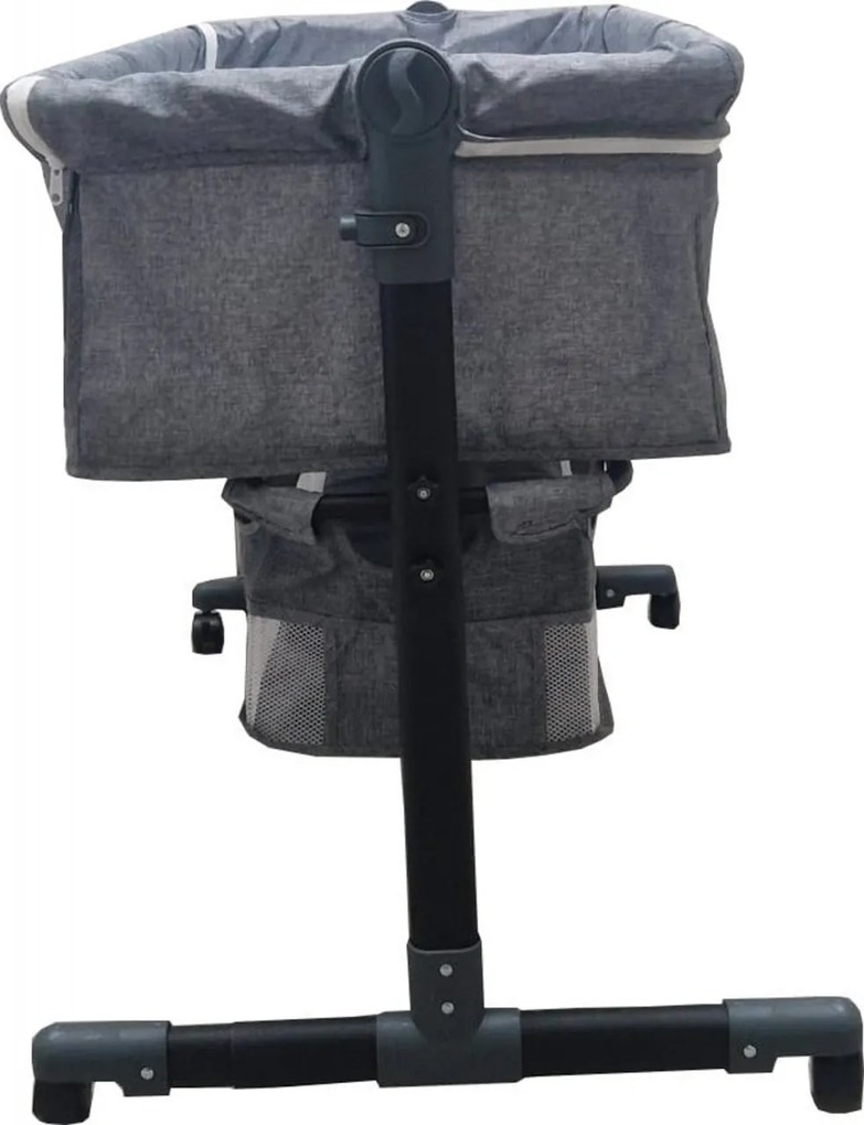 Patut copii transformabil in balansoar bebe Baby Care™ Co-Sleeper, Cu plasa insecte si cosulet depozitare, Design modern, 4 roti cu frana, Dimensiuni