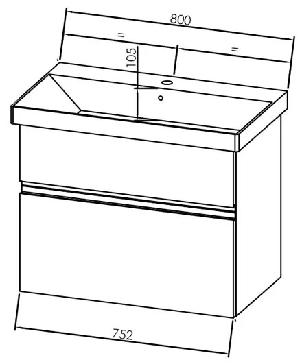 Set mobilier suspendat si lavoar Kolpasan, Oxana, salcam deschis, 80 cm