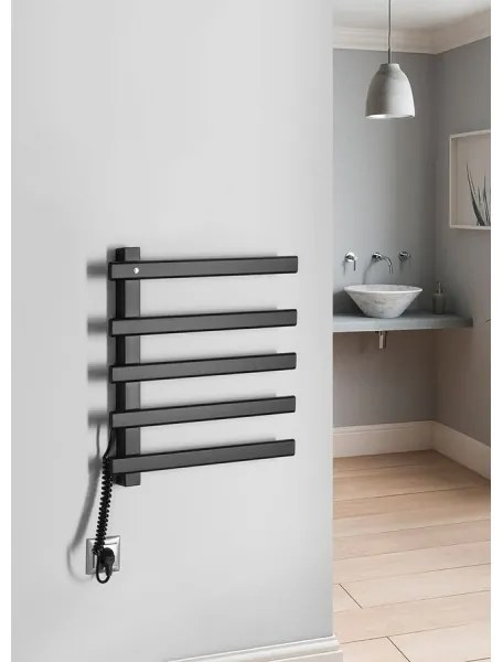 Sapho - Uscător electric pentru prosoape ELCOR, 63 W/230 V, 48 x 52 cm, negru mat