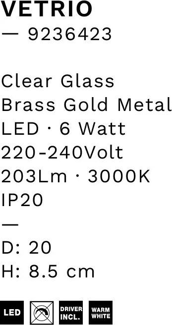 Aplica de perete LED decorativa VETRIO