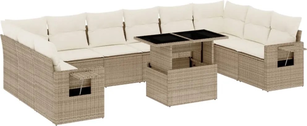 vidaXL Set canapele de grădină cu perne, 11 piese, bej, poliratan