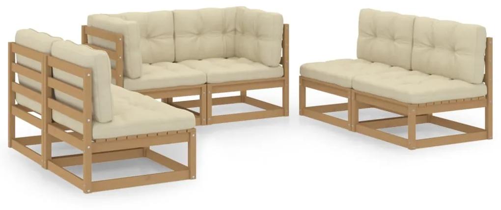 3076462 vidaXL Set mobilier de grădină cu perne, 6 piese, lemn masiv de pin