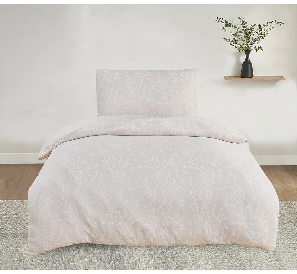 Lenjerie de pat bej din jacquard pentru pat de o persoană 140x200 cm Boston – My House