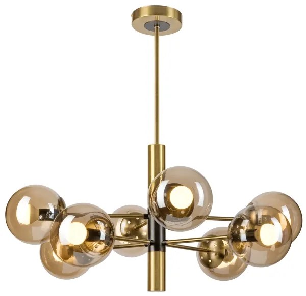 Lustră pe tijă ROLLO 8xE14/5W/230V auriu/fumuriu