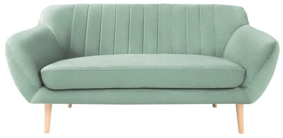 Canapea cu tapițerie din catifea Mazzini Sofas Sardaigne, 158 cm, verde mentol