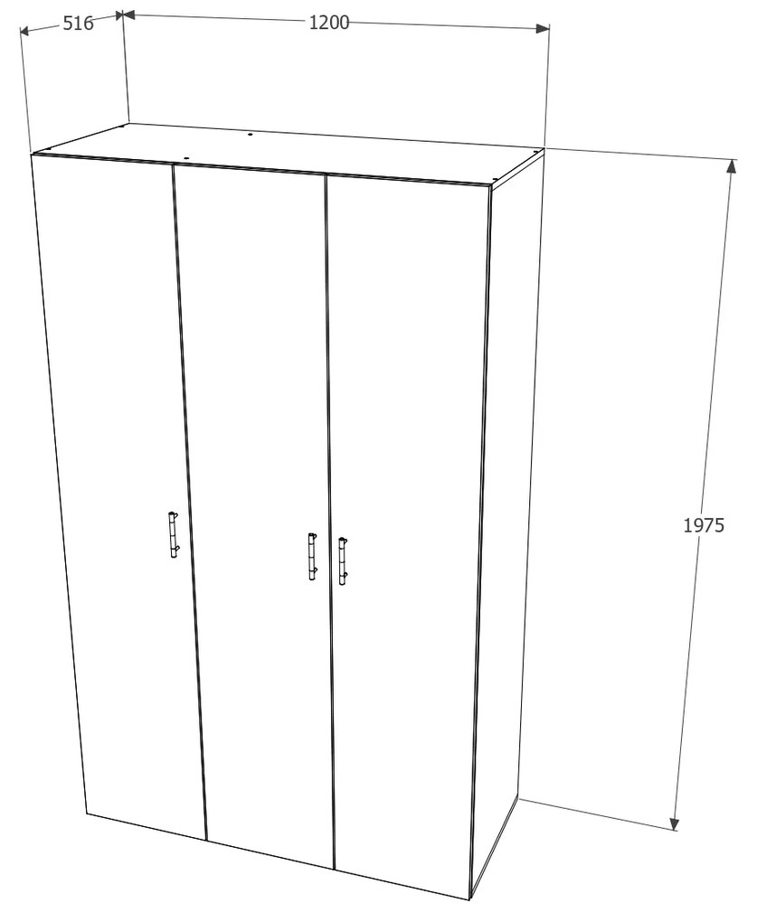 Dulap Nero, 3 Usi, Stejar Sonoma, 120 x 52 x 200 cm