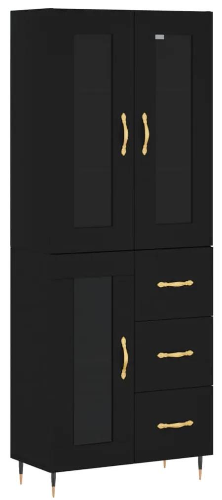 3198578 vidaXL Dulap înalt, negru, 69,5x34x180 cm, lemn compozit