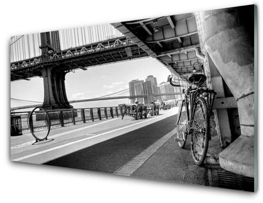 Tablou pe sticla Bridge Road Bike Arhitectura Gray
