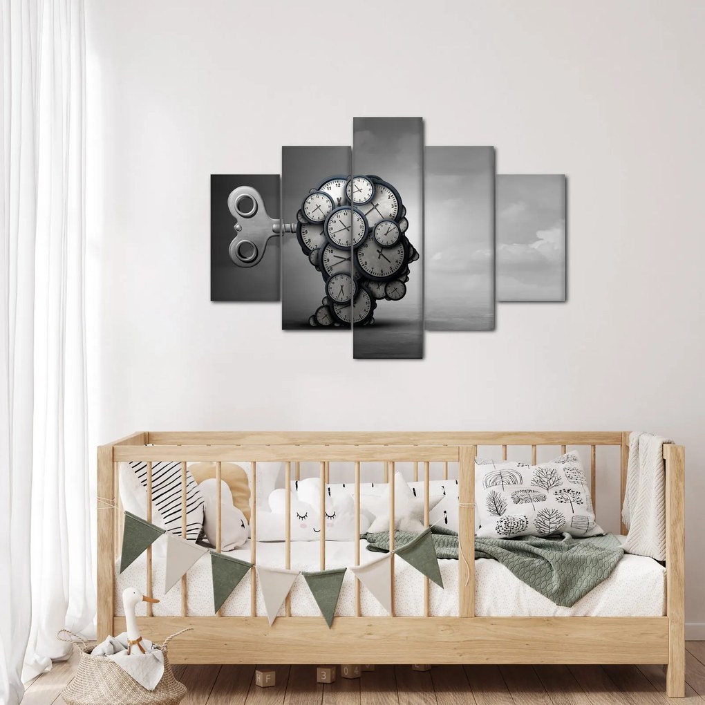 Tablou artistic cu cu cap și ceas (150x105 cm)