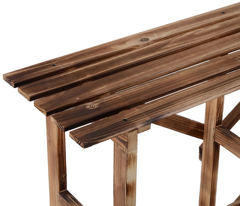 Outsunny suport de flori pliabil cu 3 etaje, din lemn natural, 78 cm, pentru interior și exterior | Aosom Romania