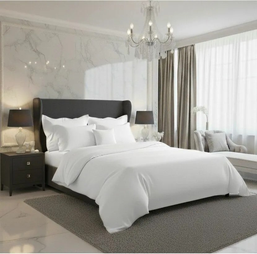 Lenjerie de pat din satin Luxury Collection, alb, 240 x 200 cm, 2 buc. 70 x 90 cm