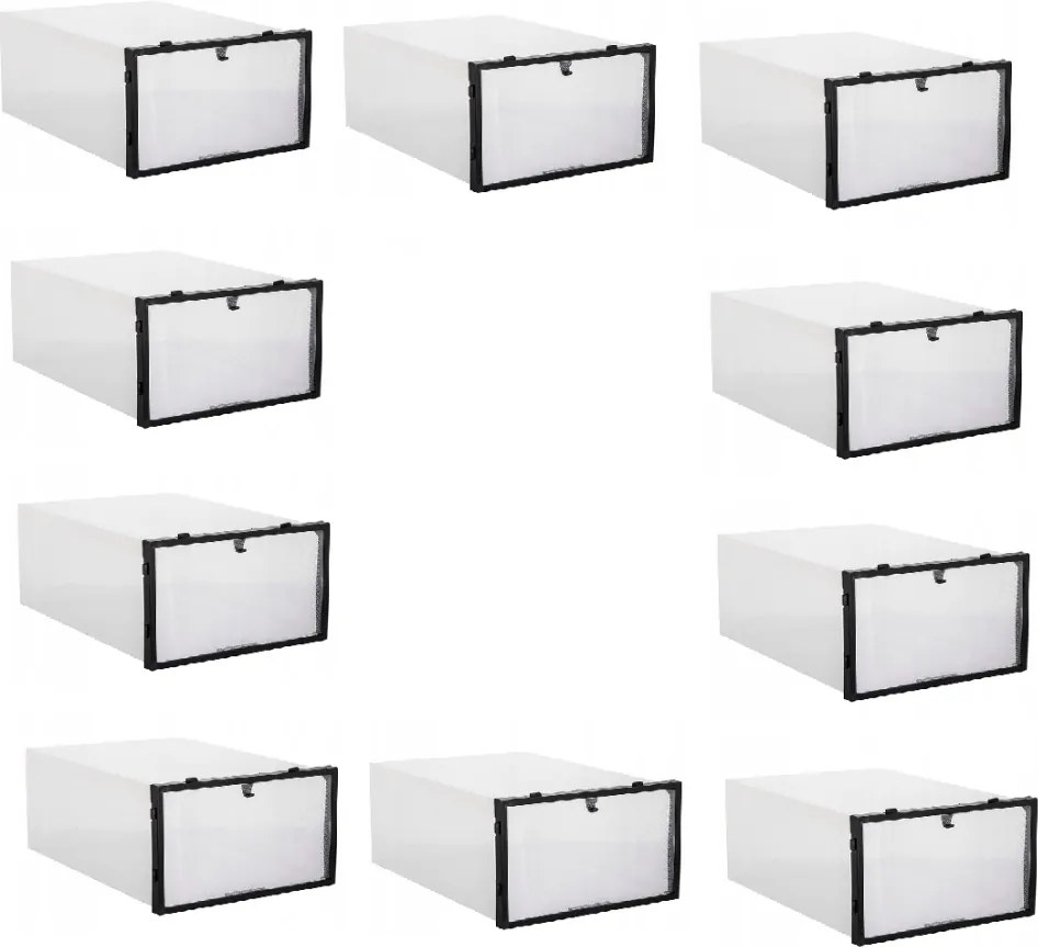 Set 10 cutii organizatoare pentru depozitare incaltaminte, transparent, 34x23x13.5 cm