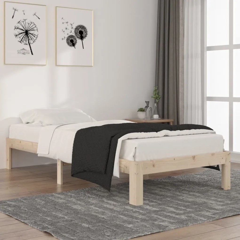810350 vidaXL Cadru de pat, 90x200 cm, lemn masiv de pin