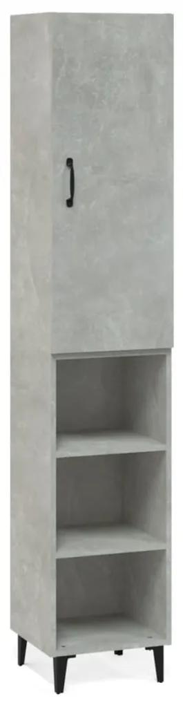 Dulap inalt, gri beton, 34,5x34x180 cm, lemn prelucrat 1, Gri beton, 3 Rafturi