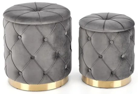 SET 2x taburet POLLY d. 40/44 cm gri/auriu