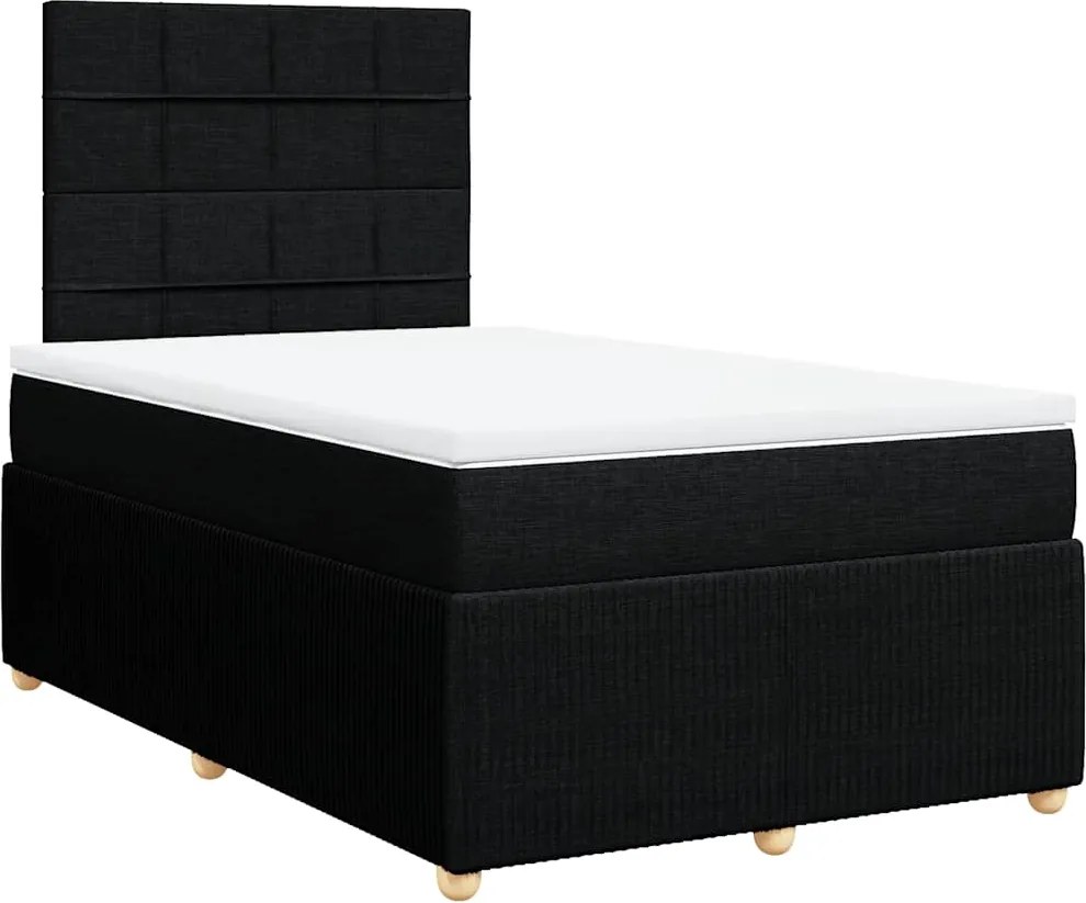 vidaXL Pat box spring cu saltea, negru, 120x190 cm, catifea