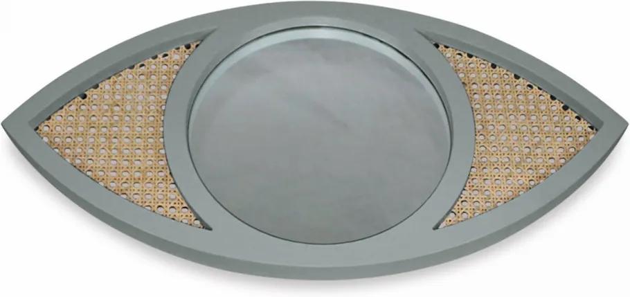 Oglinda rotunda gri/maro din lemn si placaj 34x70 cm Eye Gray Objet Paris
