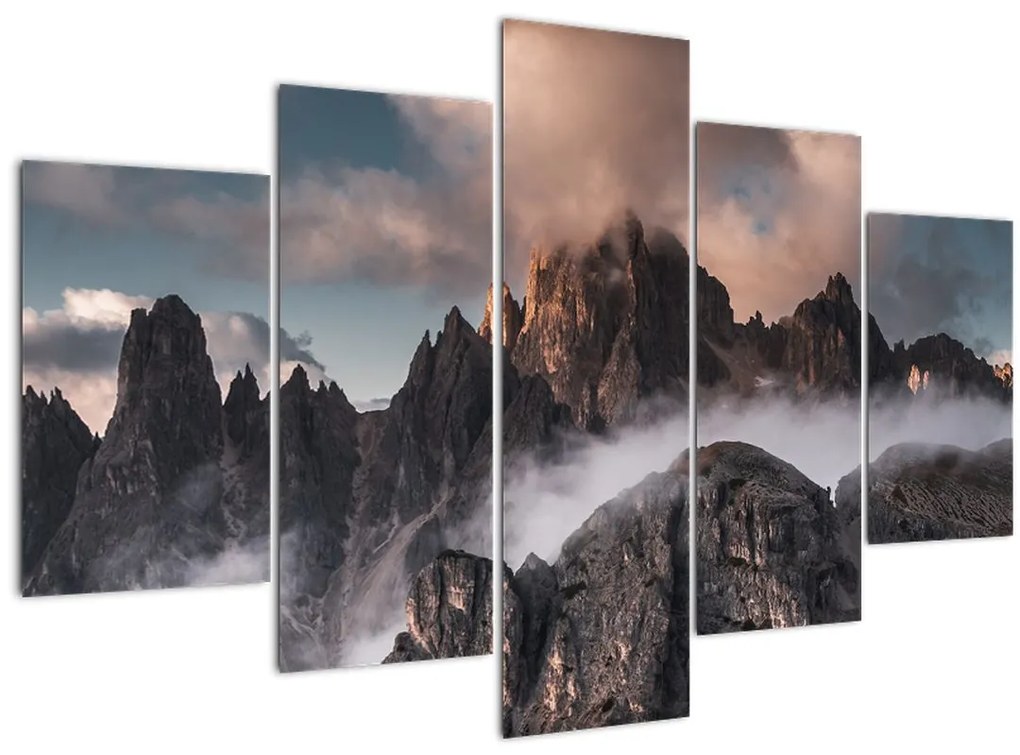 Tablou - Dolomiți Italieni ascunși în ceață (150x105 cm)