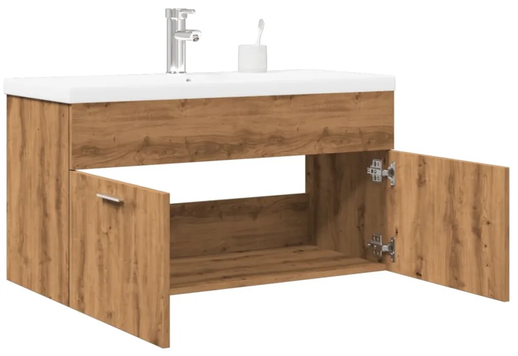 vidaXL Dulap pentru chiuvetă baie lavoar încorporat, stejar artizanal