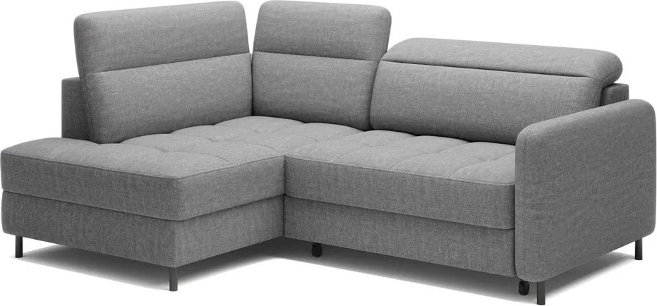 Colțar gri extensibil/cu spațiu de depozitare cu tapițerie din catifea (cu colț pe partea stângă/în formă de ”L”) Barea – ELTAP