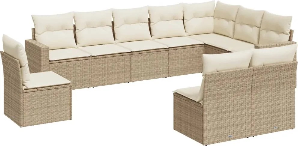 vidaXL Set canapele de grădină cu perne, 10 piese, bej, poliratan