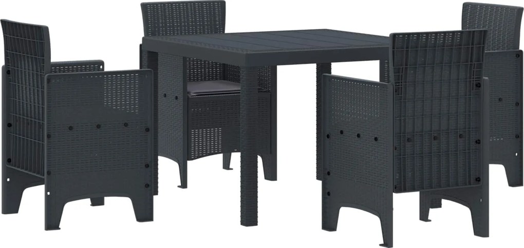 vidaXL Set de masă pentru grădină 5 pcs Antracit Polipropilenă