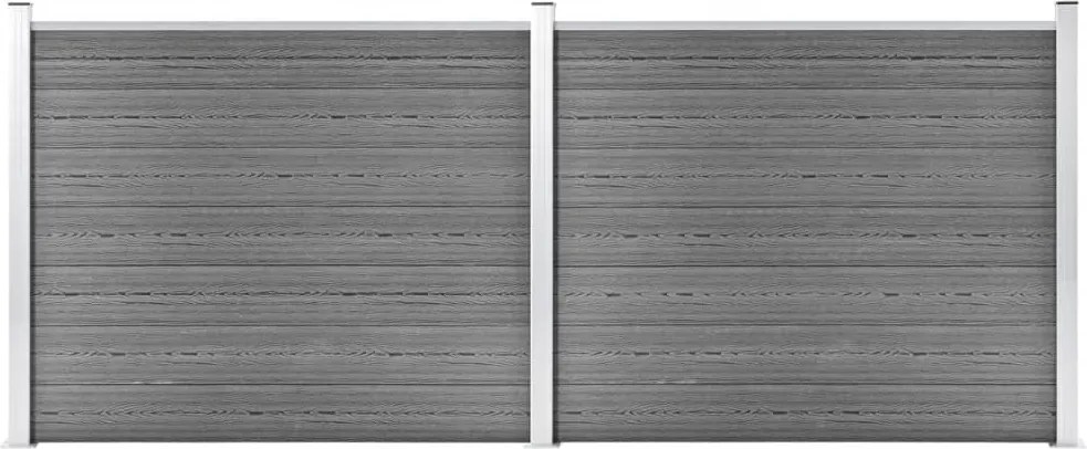 vidaXL Set panouri gard, 353x146 cm, gri, WPC