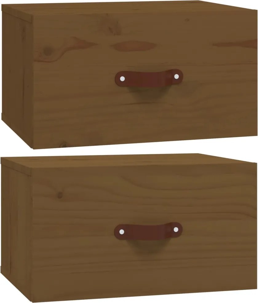 vidaXL Noptiere de perete, 2 buc., maro miere, 40x29,5x22 cm