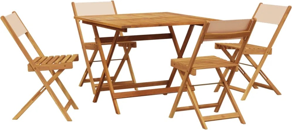 vidaXL Set mobilier de grădină 5 piese textil bej/lemn masiv